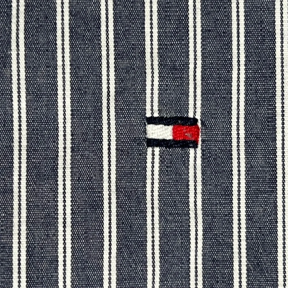 Tommy Hilfiger Mens XL Blue White‎ Striped Button Down Shirt Long Sleeve